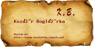 Kozár Boglárka névjegykártya