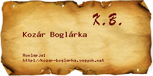 Kozár Boglárka névjegykártya